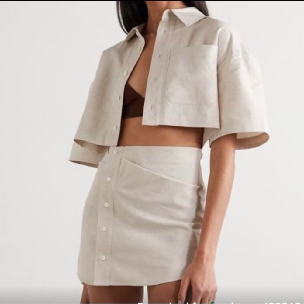 Jacquemus la robe arles linen dress in beige